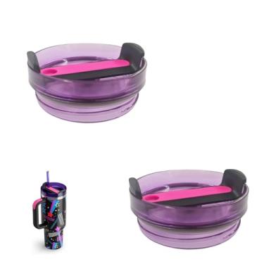 Imagem de Tampas de copo de 1,134 g para copo Stanley, pacote com 2 tampas de substituição adequadas para Stanley Adventure Quencher, tampas de copo de substituição à prova de derramamento resistentes a