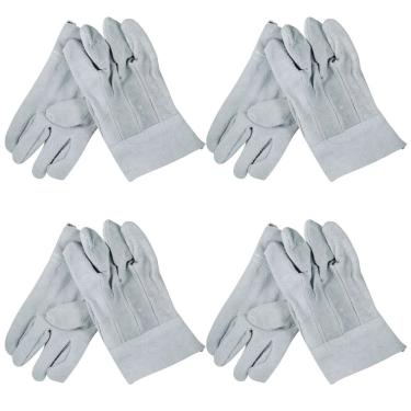 Imagem de Kit 10 Pares Luva de Raspa em Couro Punho 15 Proteção Individual EPI Segurança do Trabalho Soldador Construção Civil Indústrial