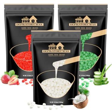 Imagem de Lifestance Contas de cera, 3 pacotes de contas de cera dura com aloe, branco perolado e morango, perfeitas para qualquer aquecedor de depilação, depilação de biquíni brasileiro, axila, rosto e