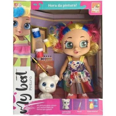 Imagem de Boneca MY BEST Pintura Loira Bee TOYS, Rosa e Amarelo
