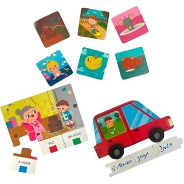 Imagem de Quebra-Cabeça Didático Infantil Primeiras Frases, Brinquedo Educativo