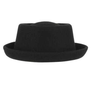 Imagem de Chapéu Fedora Pork Pie Unissex 100% Lã Com Aba Curva Para Outono/Inver