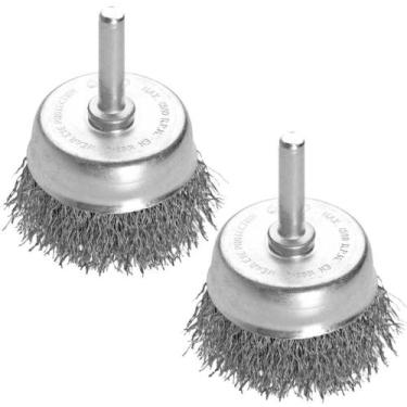 Imagem de KIT 2un Escova de Aço Ondulado 50mm Tipo Copo Com Haste 1/4" - Pequi