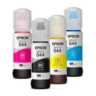 Imagem de Refil Para Epson T544 L3110 / L3150 / L3210 / L3250 / L5190 /L3250, 65ml, Magenta, Ciano, Amarelo e Preto