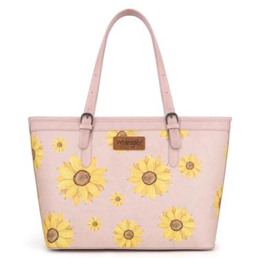 Imagem de Montana West Bolsa feminina Wrangler com estampa de girassol bolsa de ombro floral ocidental, rosa, Large