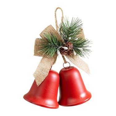 Imagem de rockible Decoração de sinos de Natal, decoração de Natal, sinos de ferro, rústica de Natal, pingente para centro de mesa, lembrancinhas de festa, feriado, Pintura Vermelha