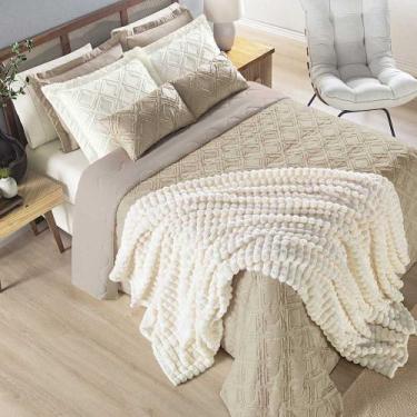 Imagem de Cobertor Comfy Queen Manta Ultrasoft Alto Relevo Super Macia - Marfim 