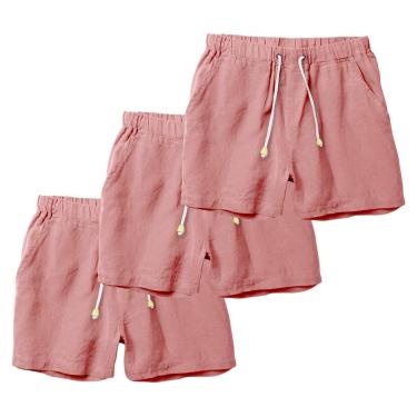 Imagem de Kit 3 Shorts Linho Bermuda Masculina Com Cordão Estilo Casual-Masculino