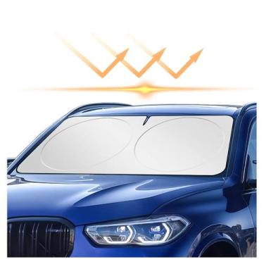 Imagem de Guarda-sol para pára-brisa de carro dobrável com recorte de espelhos -