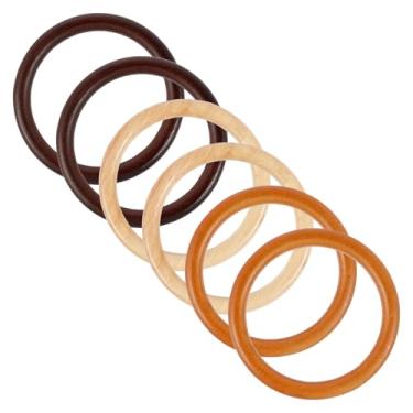 Imagem de ZJRDYYK 6 peças de alças redondas de madeira, alças de bolsa de madeira para bolsas de crochê, alças redondas para fazer bolsas, substituição de alça de mão