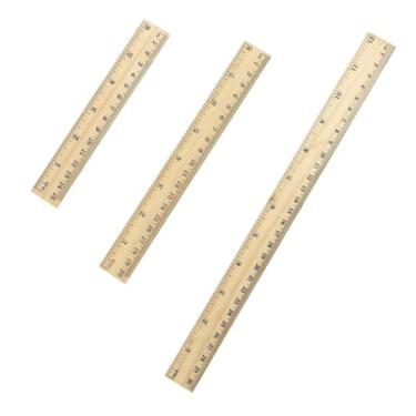 Imagem de Fenteer Conjunto de Réguas de Madeira com 3 Peças E Réguas Retas para Estudantes de Artesanato E Escritório