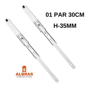 Imagem de Par Corrediça Gaveta Trilho Telescópica 30cm Albras Melhor Cor Zincado