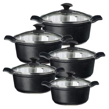 Imagem de Jogo Panela Preto Craqueado Alumínio Usinado Javali Aa 16A24