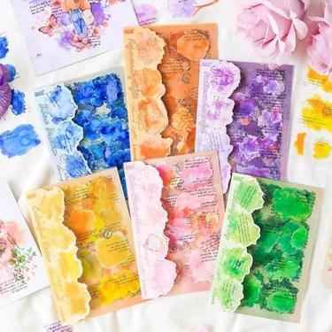 Imagem de Kit de adesivos de scrapbook de palavras em aquarela com 36 folhas de PET transparente à prova d'água para lixo, diário, garrafas de água, telefone, laptop, decalques, pacote para adolescentes