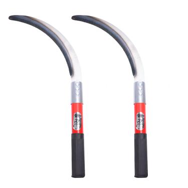 Imagem de FOCMKEAS 2 peças de aço carbono 340 mm/13,4 pol com serras, foice de limpeza de escova billhook para ferramentas de capina de grama para jardim, machado de foice de dente de serra curvo para cortar