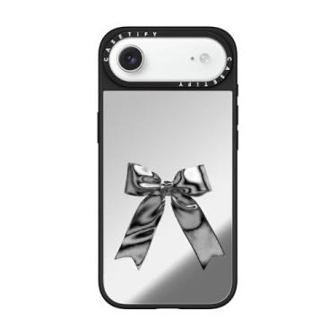 Imagem de CASETiFY Capa espelhada para iPhone 17 Air [refletiva/compatível com Magsafe/1,5 m. 1X proteção contra quedas de grau militar] - fita metálica - prata em preto