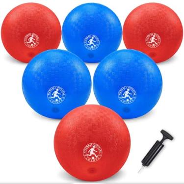 Imagem de LOYNYE Bolas Dodgeball de 25,4 cm, bola de kickball, Dodge Balls para crianças, kickballs de handebol para jogos internos e externos, quatro bolas quadradas, inclui bomba