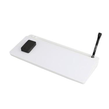 Imagem de Amagogo Organizador de mesa de quadro branco de vidro pequeno, 1 marcador de quadro branco para computador, suporte para teclado, para sala de aula, Branco