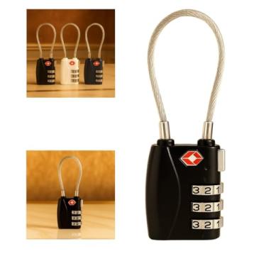 Imagem de Cadeado Cordão de Aço com Senha Segredo Combinação de Digitos Numericos de Girar Metal Reforçado Mochila Viagem Anti Furto Armario Mala Academia Botao trava de Segurança Chave Mestra Haste Flexivel