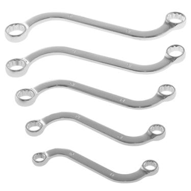 Imagem de QENWKXZ Conjunto de chaves métricas, estilo S, 5 peças, com extremidades duplas de caixa de 12 pontos, 10 mm a 19 mm, chave inglesa estilo S para reparo de veículos, manutenção de máquinas e uso