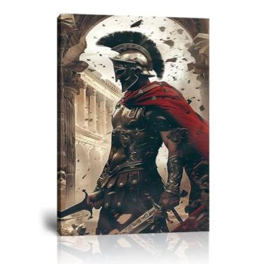 Imagem de Pinturas de guerreiro em tela para decoração de parede espartana da Grécia Antiga para quarto, sala de estar, escritório, decoração de casa, decoração de quarto masculino, impressões emolduradas