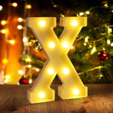 Imagem de Letras X iluminadas, letreiro de LED, 26, alfabeto para festa de aniversário, casamento, decorações de Natal, letra de sinal de nome personalizado para mesa de centro de mesa e decoração de parede