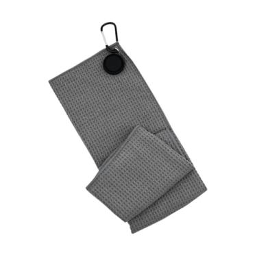 Imagem de UGPLM Toalha de golfe de microfibra portátil grande, acessórios de golfe de microfibra de remoção rápida, pano de limpeza confortável, toalha de limpeza de, Cinza