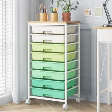 Imagem de LABUK Carrinho de armazenamento com gavetas organizador de plástico para sala de aula, dormitório, escritório, banheiro, paletas de maquiagem, cosméticos, organizador de esmalte (verde)