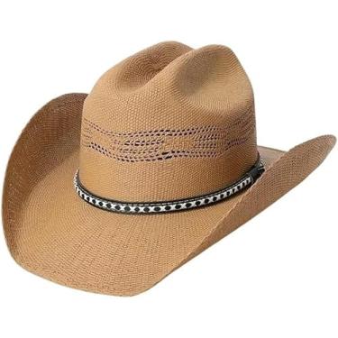 Imagem de Chapéu De Cowboy Chapéu De Palha De Cowboy Versão Dura Tecido Chapéu De Cowboy Ocidental Chapéu De Jazz Chapéu De Aba Enrolada Chapéu De Sol Homens, 1, M55-58cm