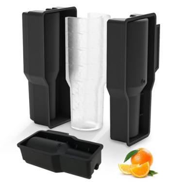 Imagem de 2 bandejas de cubos de gelo para copo de 1,22 g, máquina de cubos de gelo de silicone com tampa para freezer, máquina de cubos de gelo de derretimento lento sem BPA, fácil de encher e liberar moldes