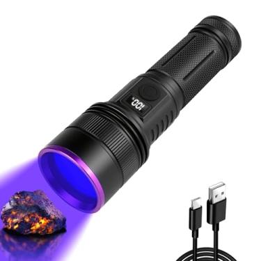 Imagem de WINDFIRE Lanterna de luz preta de 365 nm, lanterna UV recarregável com visor LCD, luz negra de alta potência de 30 W para detecção de urina de animais de estimação, pedras, escorpiões, cura de resina