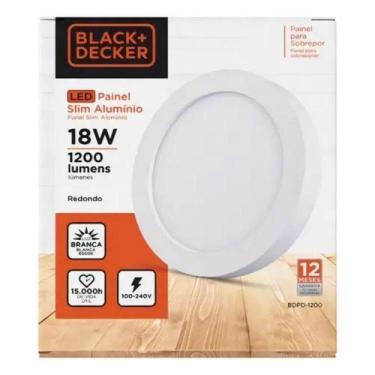 Imagem de Black & decker painel led slim sobrepor redondo 18w 3000k 100-240v - B