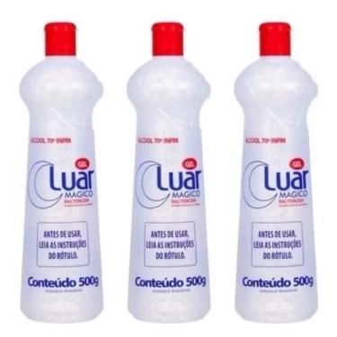 Imagem de Kit 03 Unidades Álcool Gel Luar 70inpm Bactericida 500g Uso Geral