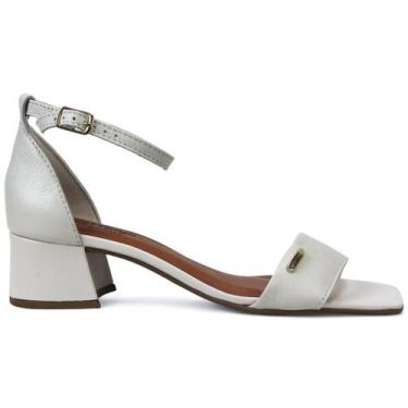 Imagem de Sandália Bottero Couro Salto Bloco 374001 Feminino, 37, Off white