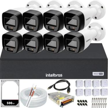 Imagem de Kit 8 Câmeras Intelbras Cftv 1080p Full Color Hd 500gb colorido dia e 