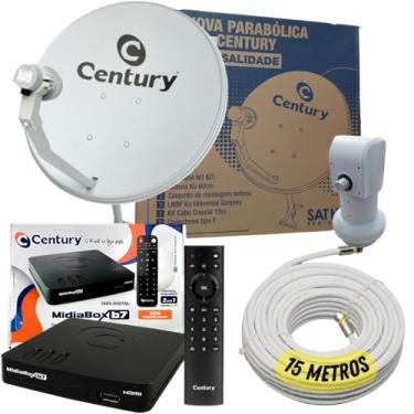 Imagem de Kit Completo Century Receptor Midiabox B7 C/Antena Ku 60cm