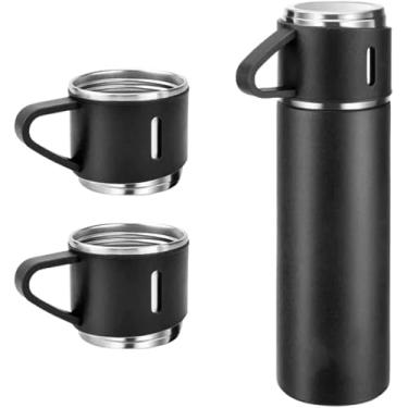 Imagem de “Kit Inox 500ml Garrafa Térmica com 3 Xícaras – Ideal para Café, Chá e Viagem”