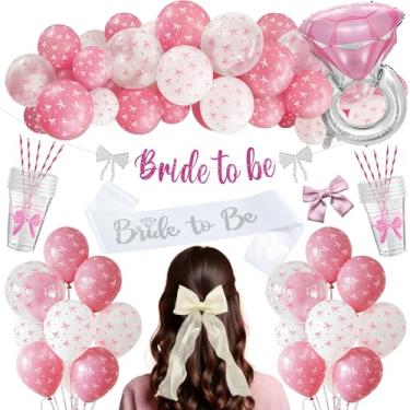 Imagem de KatchOn, Bride To Be Decorations Kit - Pack of 115 | Ring Balloon, Pink Balloons Arch | Bride to Be Banner, Bachelorette Party Supplies for Bachelorette Party Decorations | Bridal Shower Decorations