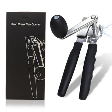 Imagem de Abridor de latas manual premium com alças ergonômicas macias, abridor de lata de manivela de aço inoxidável, preto