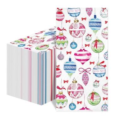 Imagem de Guardanapos de papel de Natal, 100 peças, bola pendurada de Natal, guardanapos decorativos para convidados, enfeites vintage, bolas, suprimentos de festa para banheiro, cozinha, decoração feliz