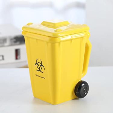 Imagem de 1 peça lata de lixo criativa copo de água 400 ml caneca de café de cerâmica com tampa presente de alto valor copos estranhos preto verde