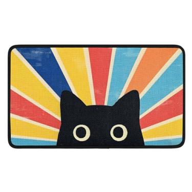 Imagem de Groovy Sun Capacho de gato, decoração de casa, tapete de baixo perfil, tapete de porta para interior e exterior tapete de cozinha 38 x 68 cm