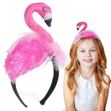 Imagem de Totority Flamingo Headband for Kids - Tropical Hair Bopper with Soft Velour Band, Colorful Costume Accessory for Birthday Parties, Halloween & Dress-up