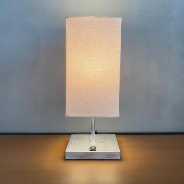 Imagem de Abajur Luminaria De Mesa Clássico Quadrado alumínio Com interruptor e 