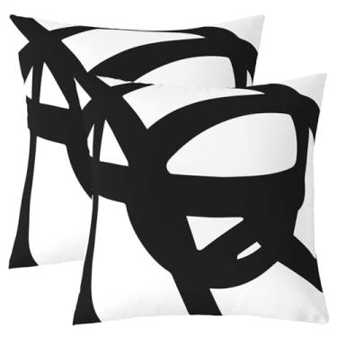 Imagem de Homewish Capas de almofada com listras pretas e brancas desenhadas à mão, linhas decorativas, para crianças, adolescentes, adultos, simples, arte urbana, grafite, fronhas, para cadeiras, quarto, 45 x
