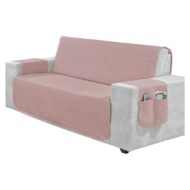 Imagem de Capa Para Sofá RetráTil 2 E 3 Lugares (1,00-2,20m) – Protetor Matelada Com Porta Objetos(ROSE,1 LUGAR POLTRONA 50cm/ Largura)