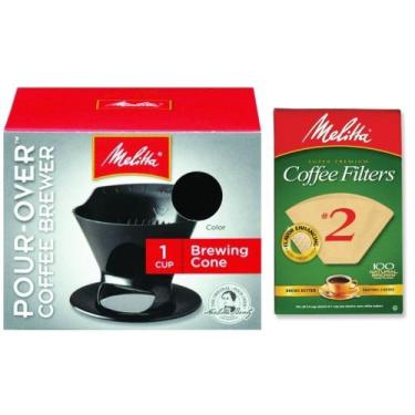 Imagem de Pour Over Coffee Cone Brewer Melitta Black com filtro 2