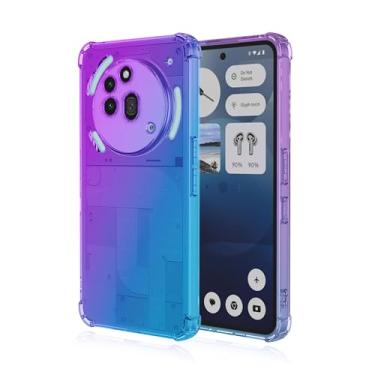 Imagem de KOARWVC Capa para celular Nothing Phone 3a Pro, A059P capa transparente gradiente fina antiarranhões TPU à prova de choque capa protetora para Nothing 3a Pro roxo/azul