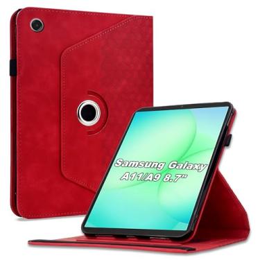 Imagem de Varohix Capa para Samsung Galaxy Tab A11/A9 modelo de 8,7 polegadas (SM-X110/X115/X117), capa protetora de couro PU com rotação de 360 graus com hibernar/despertar automático, suporte para cartão e