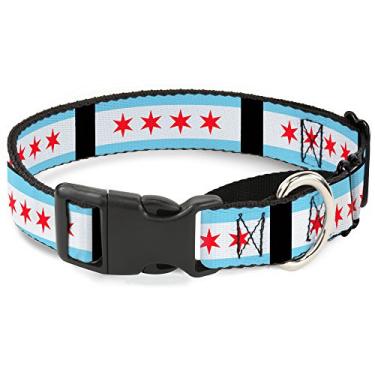Imagem de Buckle-Down Coleira para cães "Chicago Flags/Martingale, preta, 3,8 cm de largura para 40,6 a 58,4 cm de pescoço-Médio